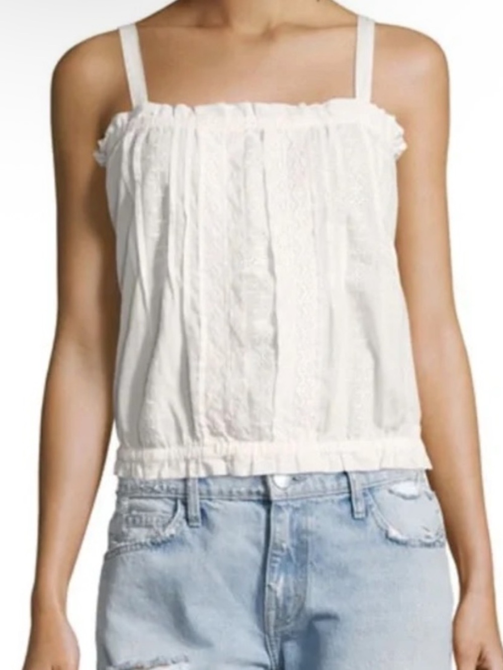 Current/Elliott The Lace White Cotton Tank